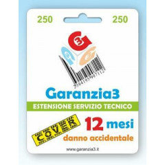 GARANZIA3 G3CIT250 ASSICURAZIONE PER DANNI ACCIDENTALI 12 MESI MASSIMALE 250€