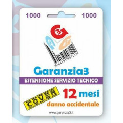 GARANZIA3 G3CIT1000 ASSICURAZIONE PER DANNI ACCIDENTALI 12 MESI MASSIMALE 1000€